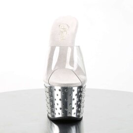 Pleaser Mules STARDUST-701 Trasparente/Argento Cromato...