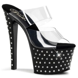 Pleaser Mules STARDUST-702 Trasparente/Nero EU-35 / US-5