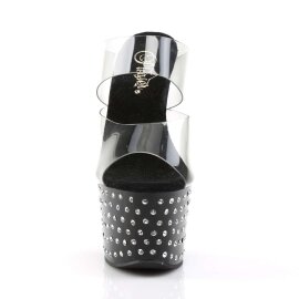 Pleaser Mules STARDUST-702 Trasparente/Nero EU-35 / US-5