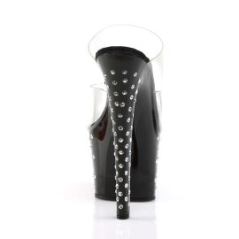 Pleaser Mules STARDUST-702 Trasparente/Nero EU-35 / US-5