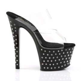 Pleaser Mules STARDUST-702 Trasparente/Nero EU-35 / US-5