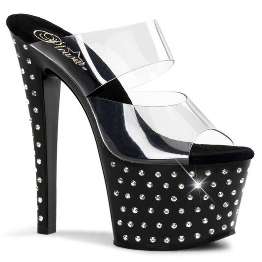 Pleaser Mules STARDUST-702 Trasparente/Nero EU-37 / US-7