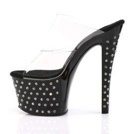 Pleaser Mules STARDUST-702 Trasparente/Nero EU-37 / US-7