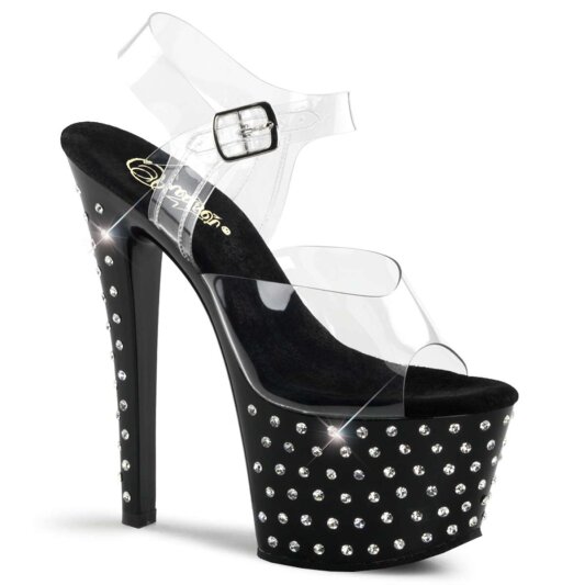 Pleaser Sandali STARDUST-708 Trasparente/Nero EU-37 /US-7