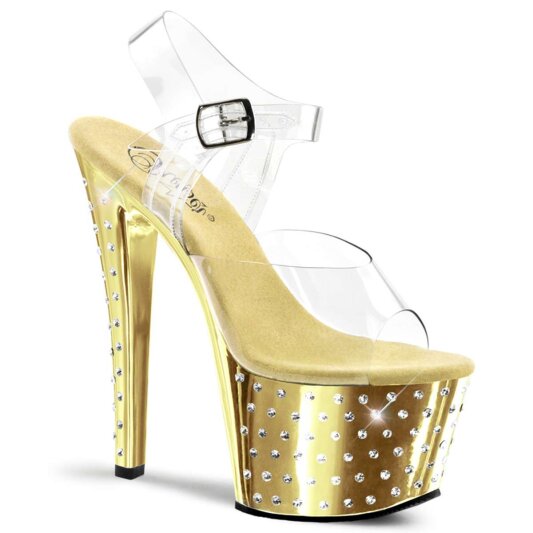 Pleaser Sandali STARDUST-708 Trasparente/Dorato Cromato EU-36 /US-6