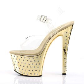 Pleaser Sandali STARDUST-708 Trasparente/Dorato Cromato EU-38 /US-8
