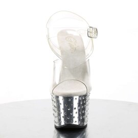 Pleaser Sandali STARDUST-708 Trasparente/Argento Cromato...