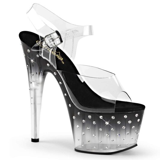 Pleaser Sandali STARDUST-708T Trasparente/Nero-Trasparente EU-37 / US-7