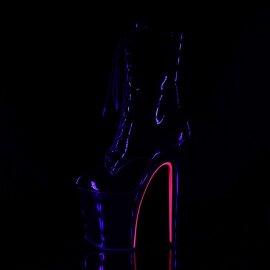 Pleaser Stivaletti XTREME-1020TT Vernice Nero/Nero-Rosa Acceso Neon EU-35 / US-5