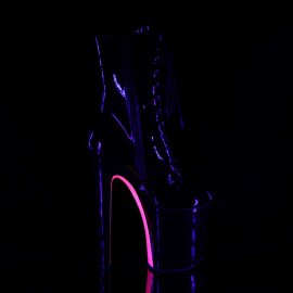 Pleaser Stivaletti XTREME-1020TT Vernice Nero/Nero-Rosa Acceso Neon EU-35 / US-5