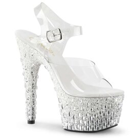 Pleaser Sandali ADORE-708MR-5 Trasparente/Bianco-Argento Strass EU-35 / US-5