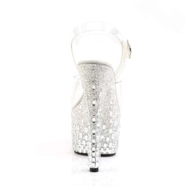 Pleaser Sandali ADORE-708MR-5 Trasparente/Bianco-Argento Strass EU-35 / US-5