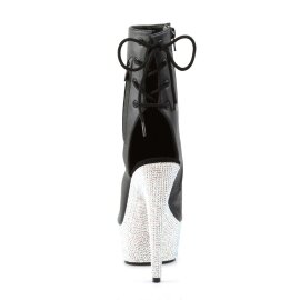 Pleaser BEJEWELED-1018DM-6 Stivaletti - Similpelle Nero/Argento Multi Glitter EU-35 / US-5