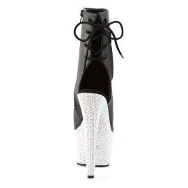 Pleaser BEJEWELED-1018DM-7 Stivaletti - Similpelle Nero/Argento Multi Glitter EU-41 / US-11
