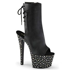 Pleaser Stivaletti STARDANCE-1018-7 Similpelle Nero/Nero-Argento Multi Glitter EU-35 / US-5