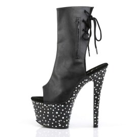 Pleaser Stivaletti STARDANCE-1018-7 Similpelle Nero/Nero-Argento Multi Glitter EU-35 / US-5