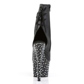 Pleaser Stivaletti STARDANCE-1018-7 Similpelle Nero/Nero-Argento Multi Glitter EU-35 / US-5