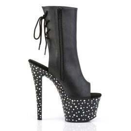 Pleaser Stivaletti STARDANCE-1018-7 Similpelle Nero/Nero-Argento Multi Glitter EU-37 / US-7