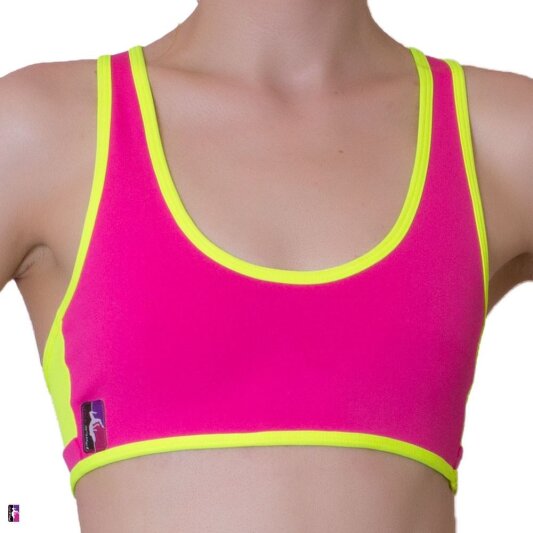 PoleFit Top Retro Sport XS Rosa Acceso / Neon Giallo