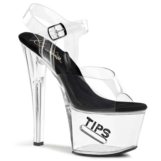 Pleaser Sandali TIPJAR-708-5 Trasparente-Nero/Trasparente EU-37 / US-7