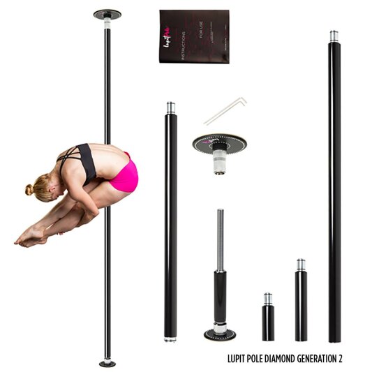 Lupit Pole Diamond G2 45 mm Verniciato a Polvere Nero 2,30 m - 2,80 m