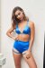 Lunalae Lure You Shorts a Vita Alta Raso Blu Elettrico XL