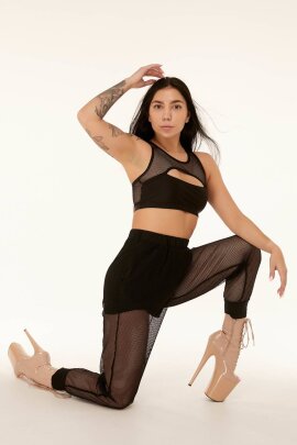Polerina Pantaloni da Jogging a Rete - Nero XS