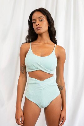 Lunalae Paris Shorts a Vita Alta Blu Cristallo XL