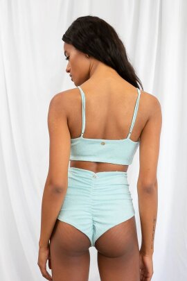 Lunalae Paris Shorts a Vita Alta Blu Cristallo XL