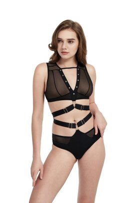 Hamade Activewear Top Corto a Rete con Occhielli L