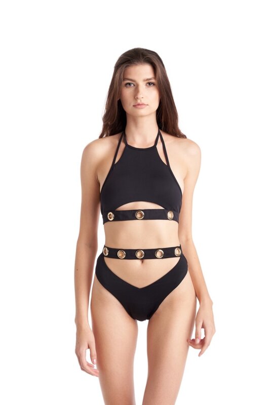 Hamade Activewear Top Halter con Dettaglio Occhielli XS