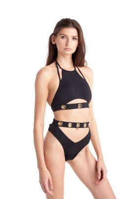 Hamade Activewear Top Halter con Dettaglio Occhielli XS