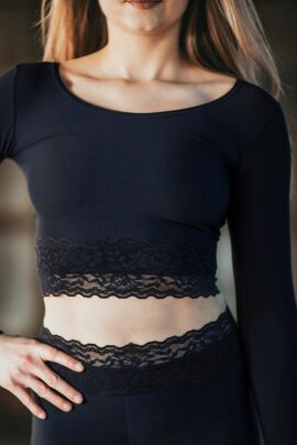 Dragonfly Top Corto Pavi Pizzo Nero M
