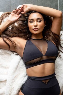 Lunalae Addison Top Con Inserto a Rete Nero XL