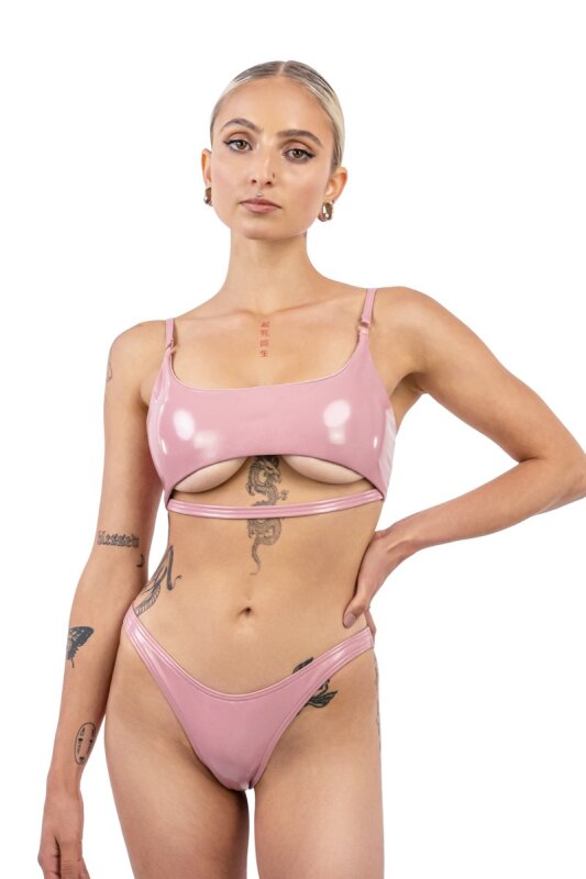 Naughty Thoughts Sinner Tanga in Vinile Rosa M