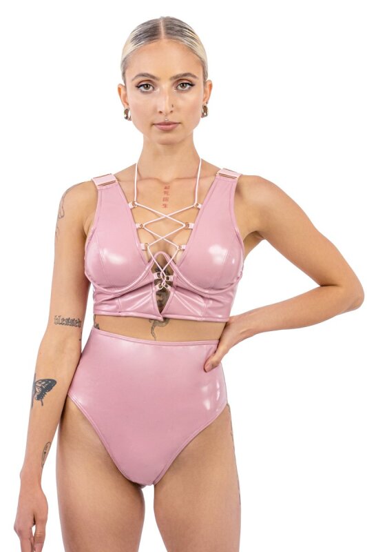 Naughty Thoughts Shorts Sinner Shorts a Vita Alta in Vinile Rosa