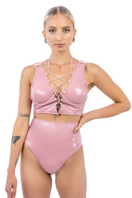 Naughty Thoughts Shorts Sinner Shorts a Vita Alta in Vinile Rosa XL