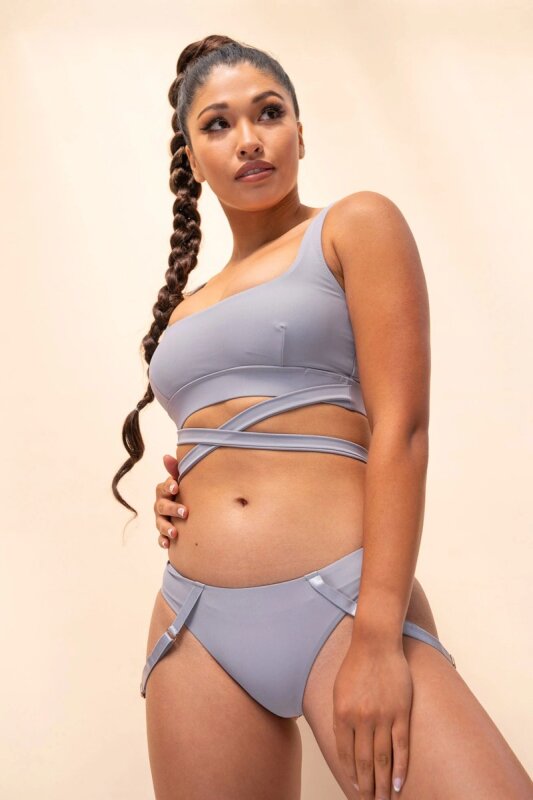 Lunalae Kehlani Shorts a Vita Bassa Grigio S