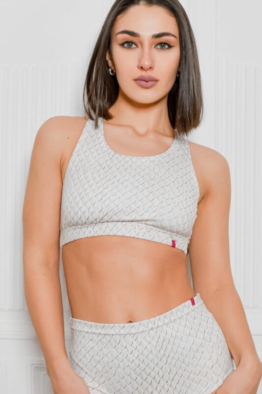 Pole Addict Top Bianco Stampa Pitonato XS