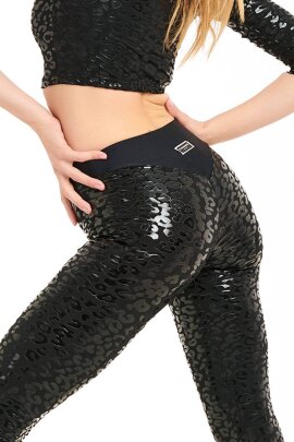 Paradise Chick Leggings Superhero Sticky V-String Leopardato Nero M