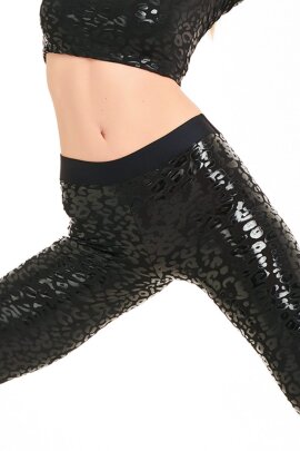 Paradise Chick Leggings Superhero Sticky V-String Leopardato Nero L