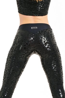 Paradise Chick Leggings Superhero Sticky V-String Leopardato Nero L