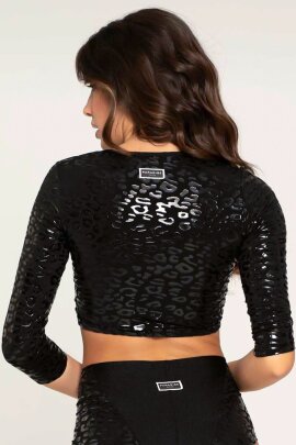 Paradise Chick Top Superhero Sticky Leopardato Nero L