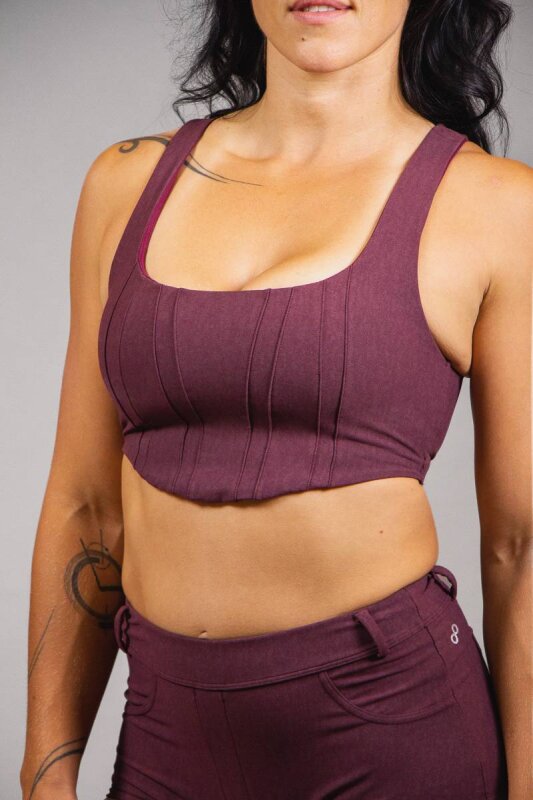 Off the Pole Top Corto Denim Blush L