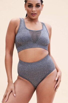 Lunalae Leah Shorts a Vita Alta Senza Cuciture Grigio