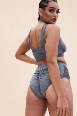 Lunalae Leah Shorts a Vita Alta Senza Cuciture Grigio