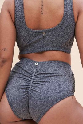 Lunalae Leah Shorts a Vita Alta Senza Cuciture Grigio S