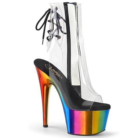Pleaser ADORE-1018RC Stivaletti con Plateau Cromato Trasparente Multicolore
