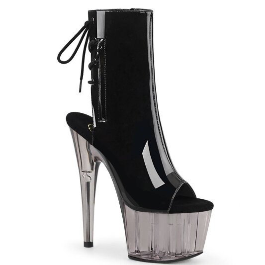 Pleaser ADORE-1018T Stivaletti con Plateau Vernice Fumo Nero