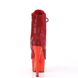 Pleaser ADORE-1020CHRS Stivaletti con Plateau Strass Cromato Rosso